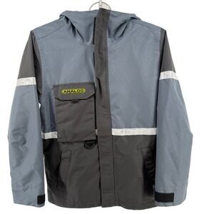 ANALOG‎ Men's Ballard Jacket Gray Black Reflective Logo Hooded Size S